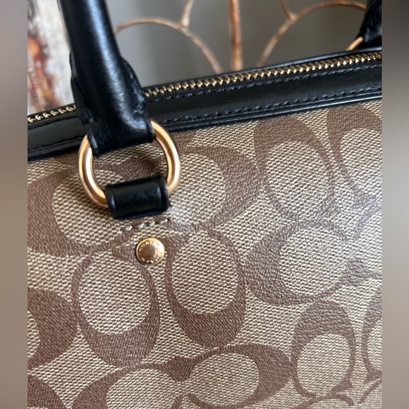 Coach Signature Rowan Satchel Khaki Green Crossbody Bag Gold Hardware - Picture 4 of 8